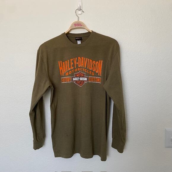 Harley Davidson Tee‎ Shirt Long Sleeve Olive Green H-D of Scottsdale Men's Large - Picture 1 of 9